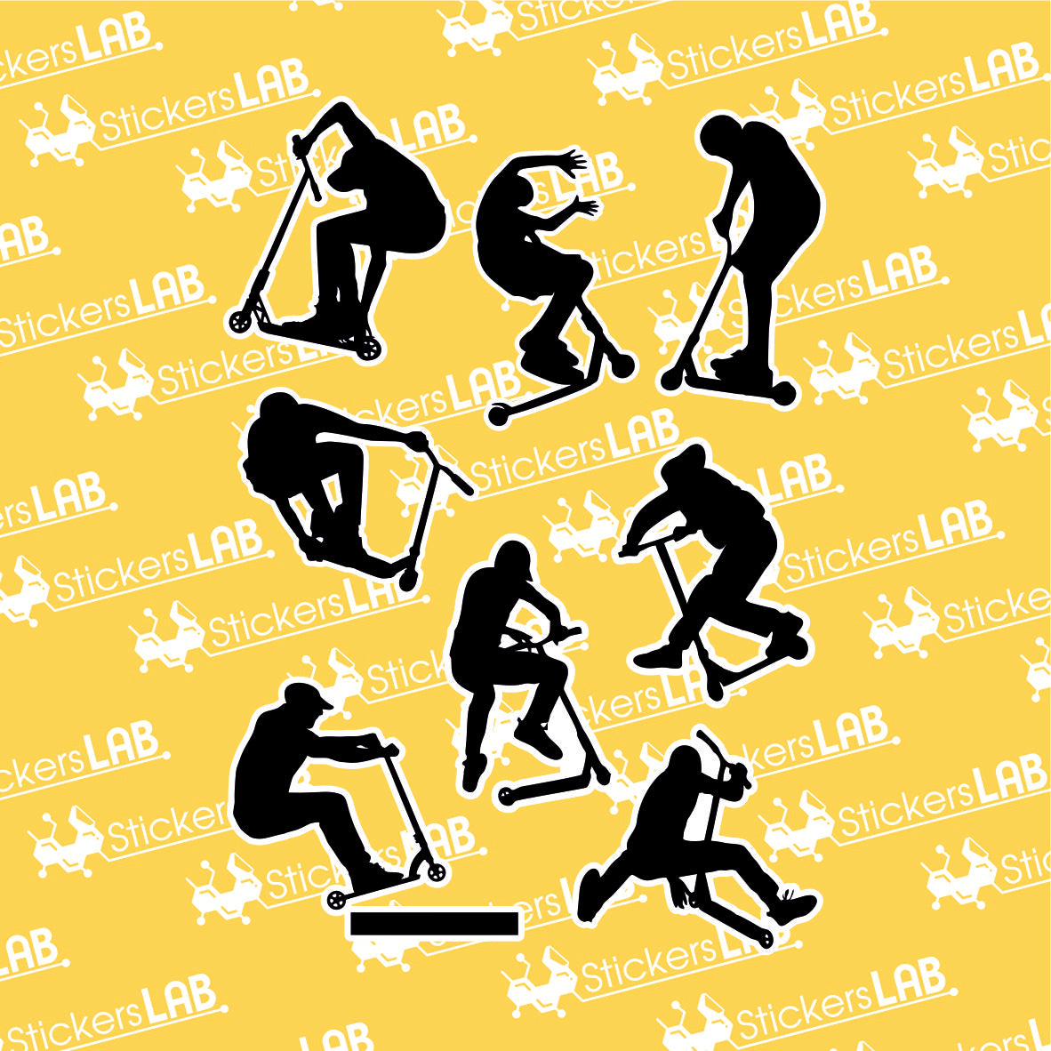 Triukai su paspirtukais lipdukų komplektas