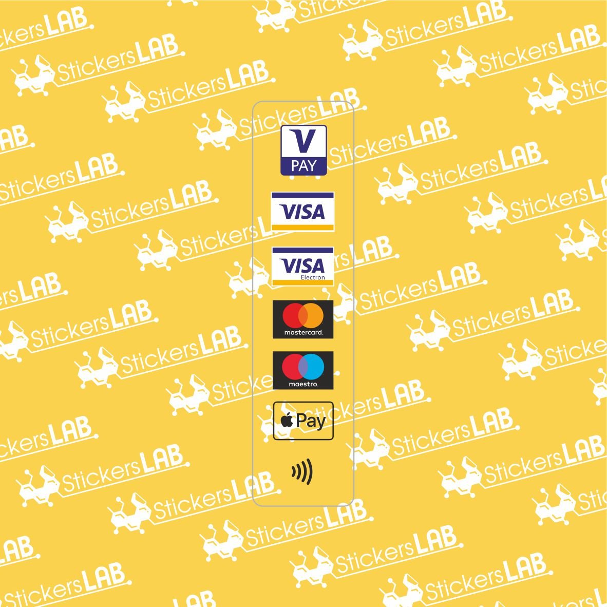 Lipdukas "Atsiskaitymas kortelėmis" su skaidriu fonu