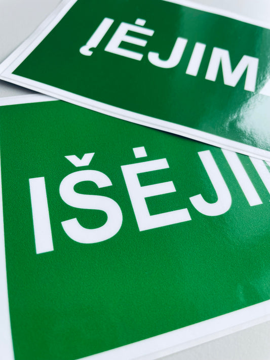 Ženklas su užrašu "ĮĖJIMAS" - StickersLAB