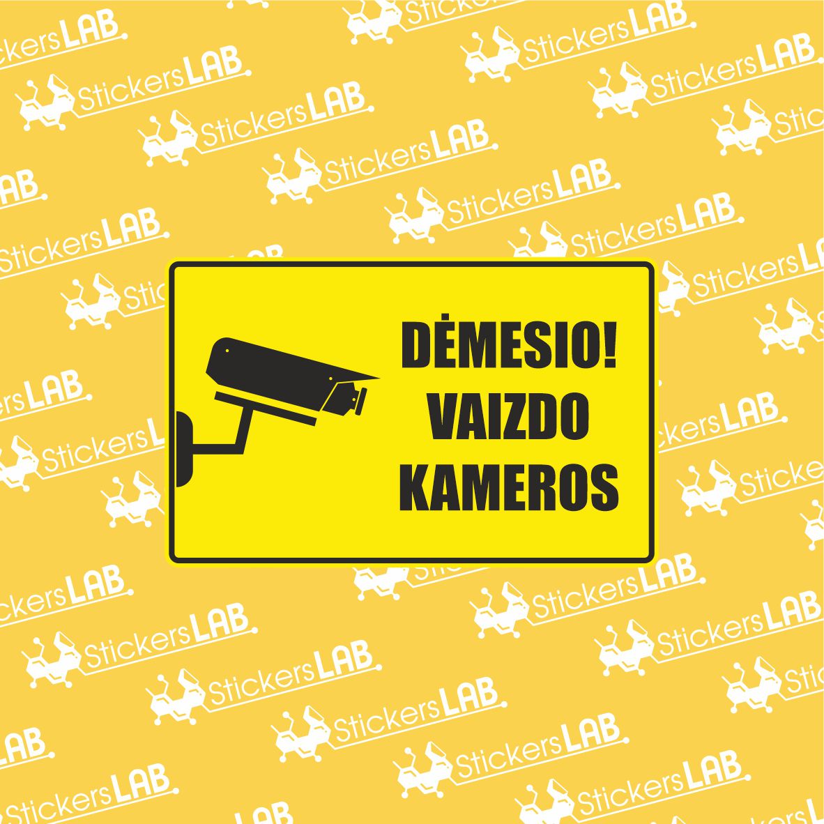 ĮSPĖJAMASIS ŽENKLAS DĖMESIO VAIZDO KAMEROS
