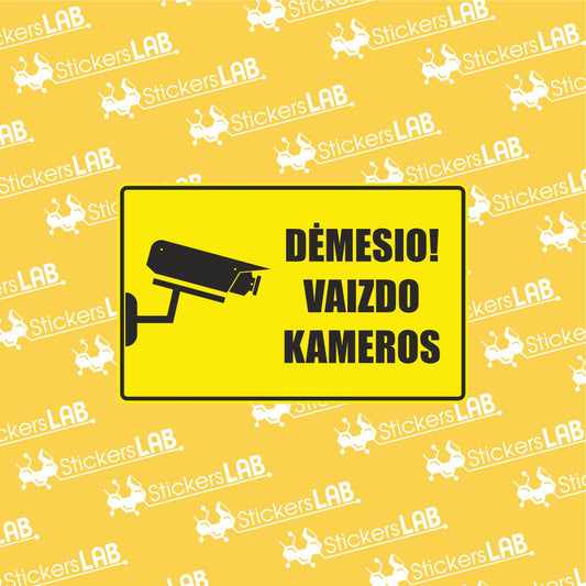 ĮSPĖJAMASIS ŽENKLAS DĖMESIO VAIZDO KAMEROS