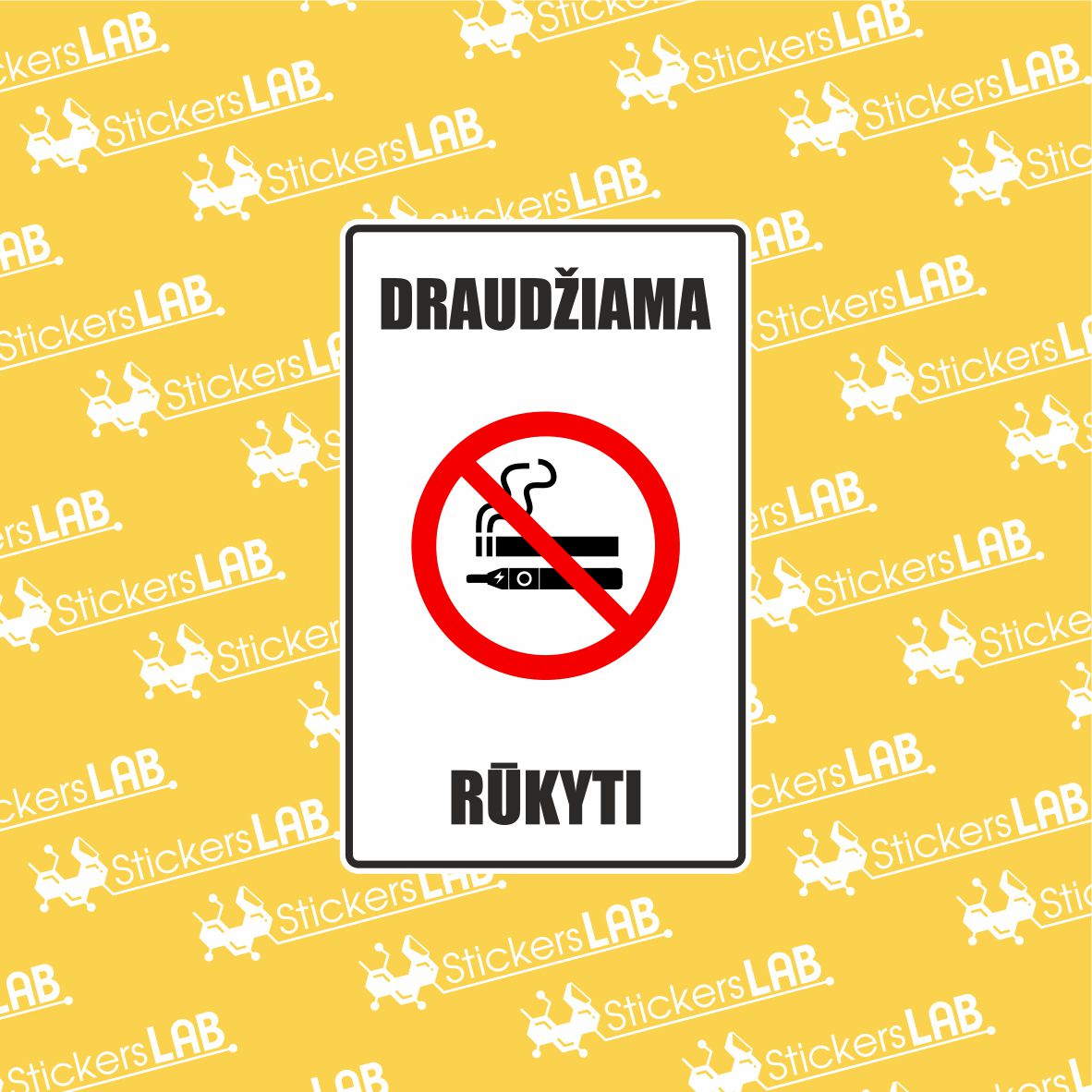 Ženklas su užrašu "DRAUDŽIAMA RŪKYTI"