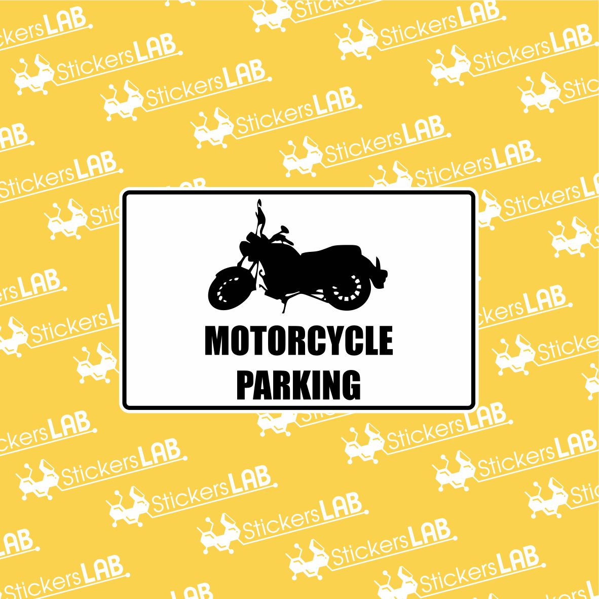 Ženklas su užrašu "MOTORCYCLE PARKING"