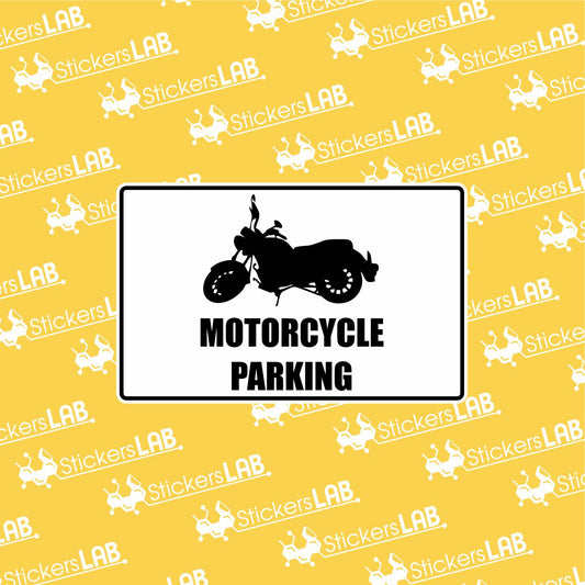 Ženklas su užrašu "MOTORCYCLE PARKING"