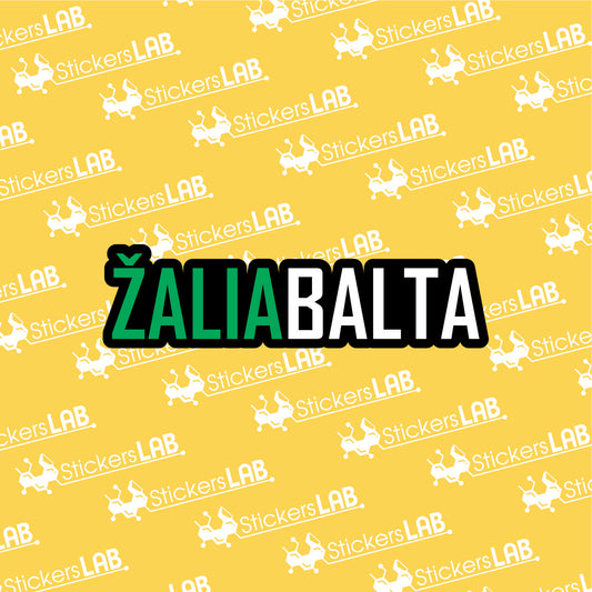 Lipdukas "ŽALIABALTA" spalvotas su juodu fonu