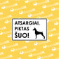 Ženklas su užrašu "ATSARGIAI, PIKTAS ŠUO" (APS3)