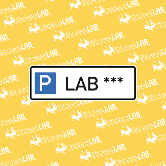 Ženklas su užrašu "REZERVUOTA PARKINGO VIETA" su pasirinktu tekstu - StickersLAB
