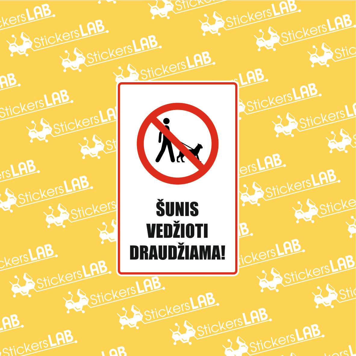 ŽENKLAS ŠUNIS VEDŽIOTI DRAUDŽIAMA